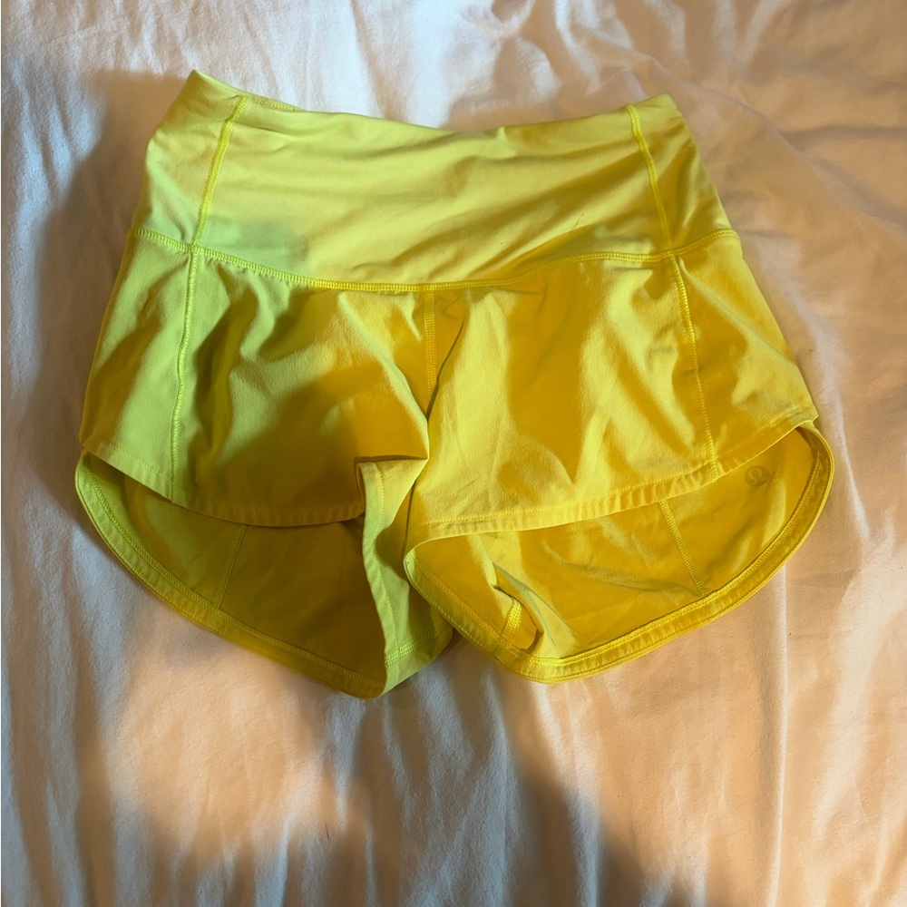 Lululemon Athletica speed ups Vibrant Yellow Athletic Shorts - Picture 1 of 7